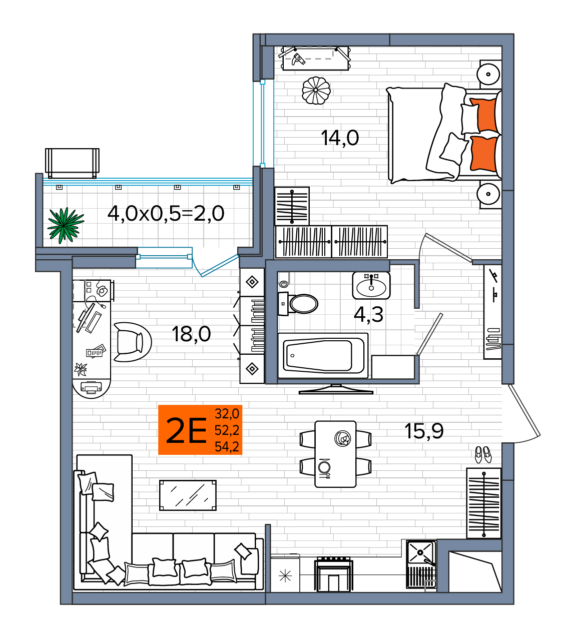 Планировка 2-комн.
